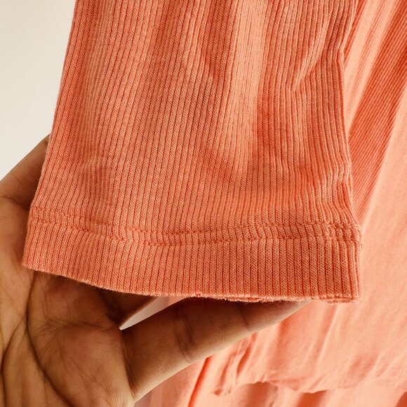 We The Free Grapevine Coral Asymmetric Long Sleeve Ribbed Stretchy Tunic Top M - Picture 9 of 12